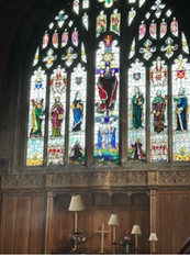 Picture of a stain glass window in a church